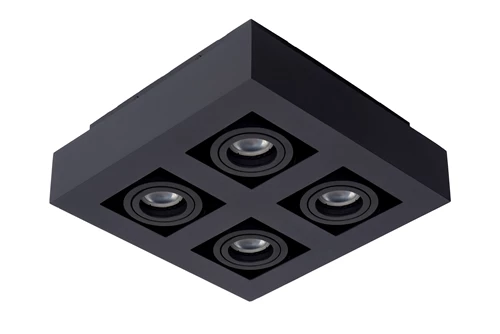 Lucide XIRAX - Spot plafond - LED Dim to warm - GU10 - 4x5W 2200K/3000K - Noir - éteint